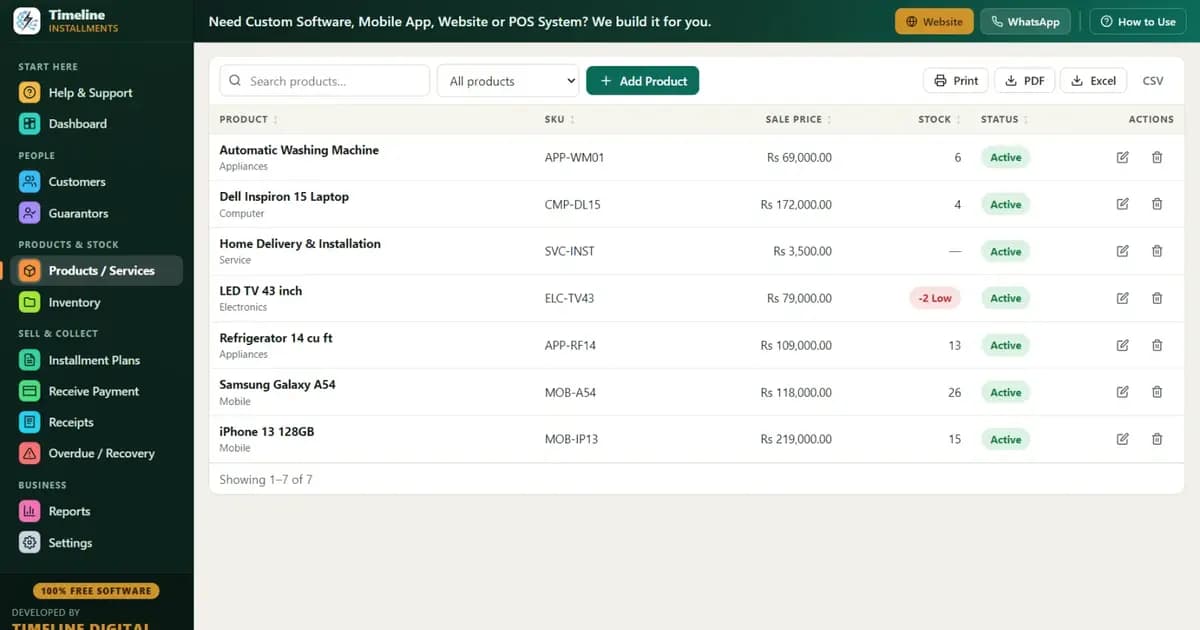 How a small business offers payment plans to customers in the USA, tracked with free installment software
