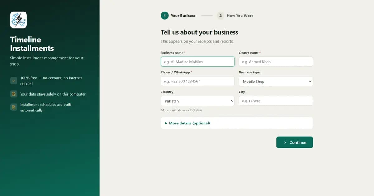 Starting an installment business in Pakistan or India with free installment software for schedules and recovery