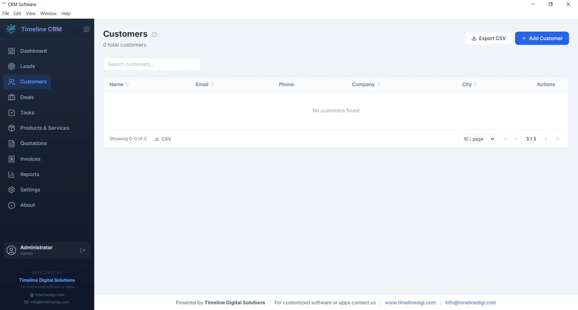 Timeline CRM customer database — free CRM software with contact management
