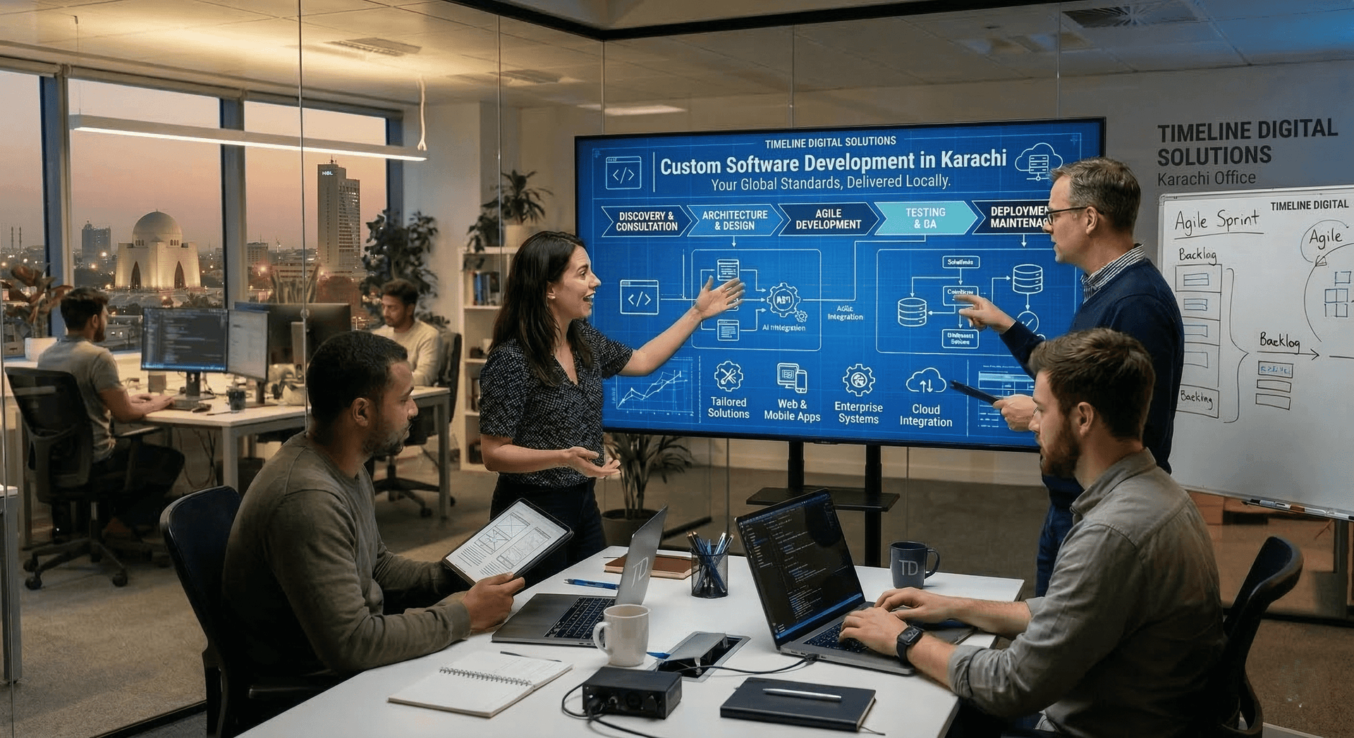 Custom software development in Karachi team collaboration
