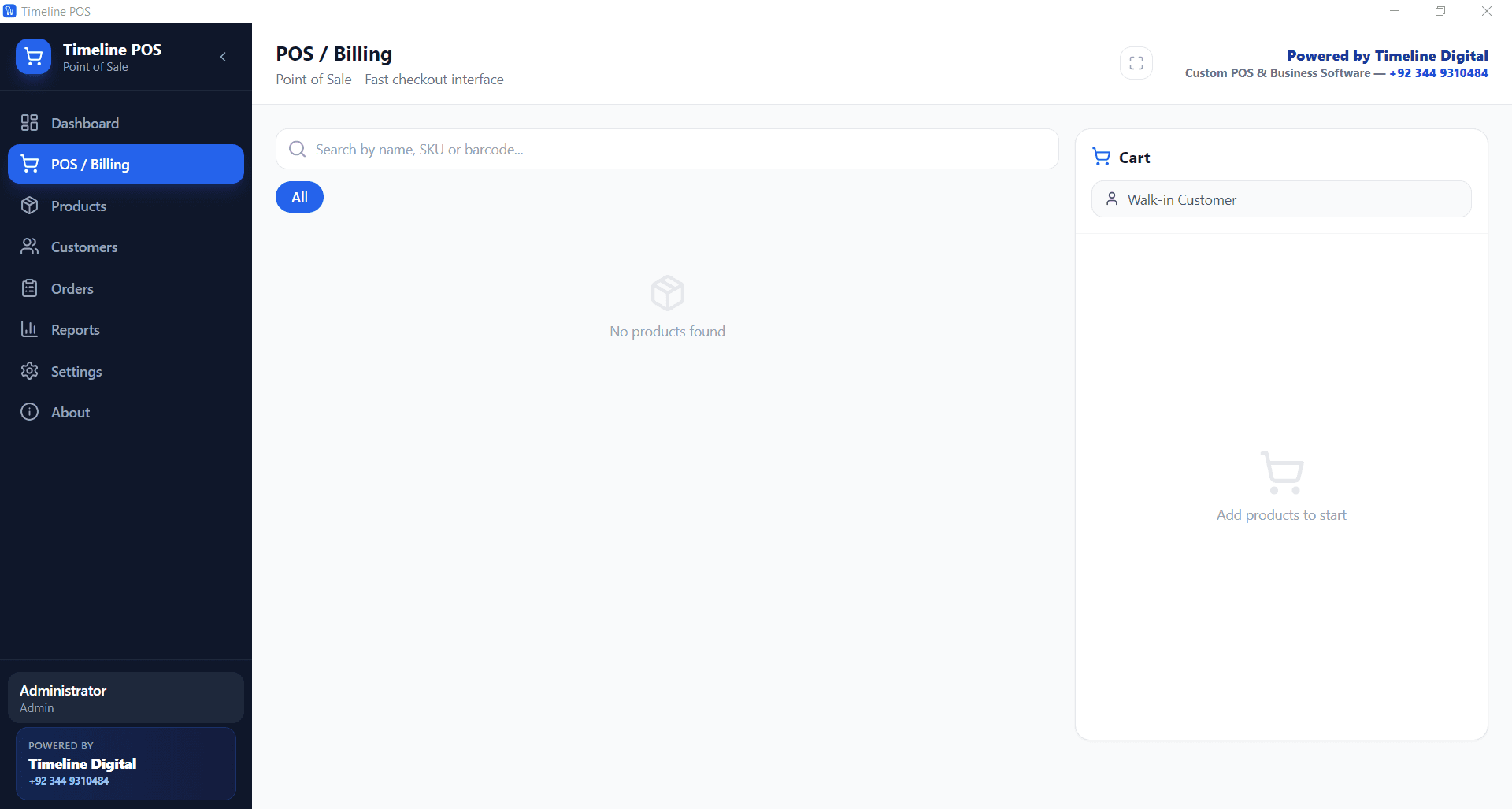 point of sale billing interface with fast checkout and cart management