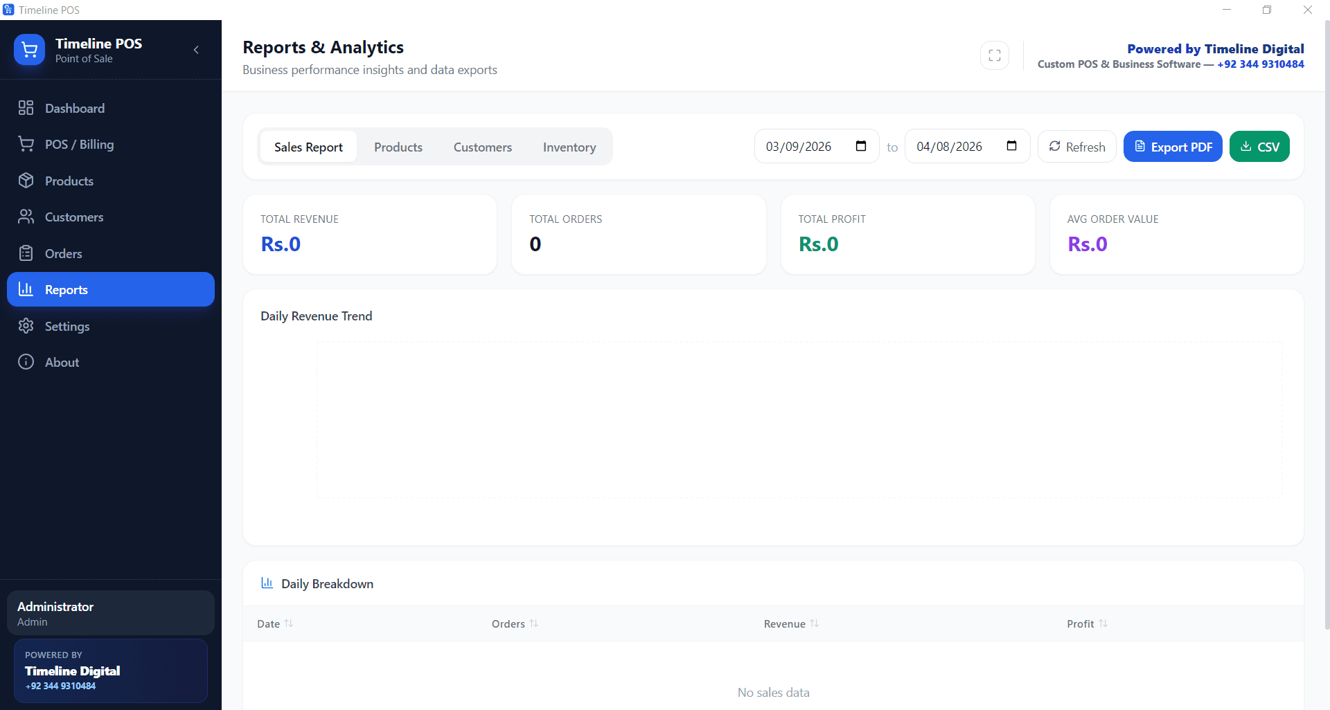 sales reports and business analytics in free point of sale system