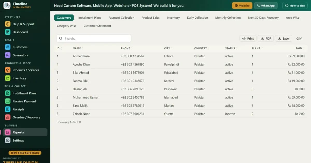 Excel spreadsheet compared with free installment software for tracking shop installment plans