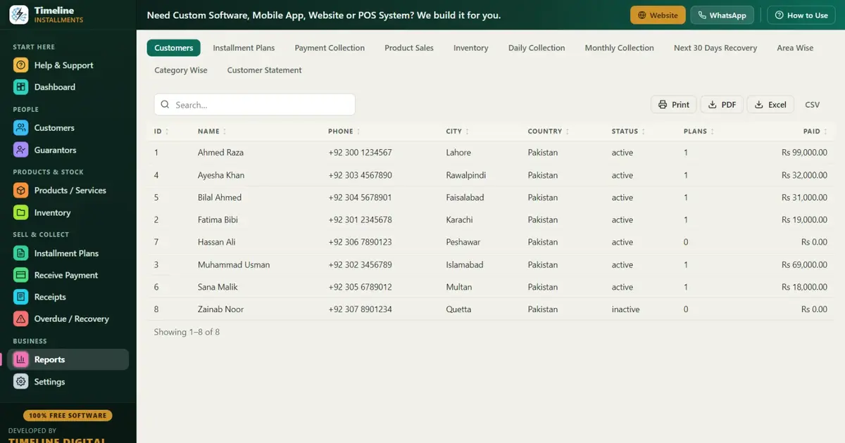Excel spreadsheet compared with free installment software for tracking shop installment plans