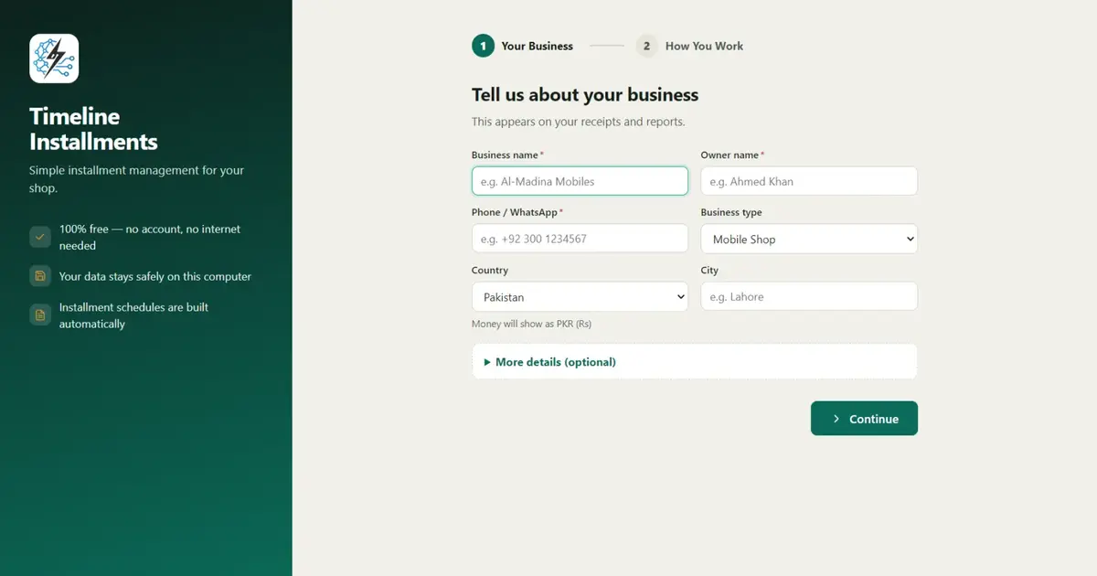 Starting an installment business in Pakistan or India with free installment software for schedules and recovery
