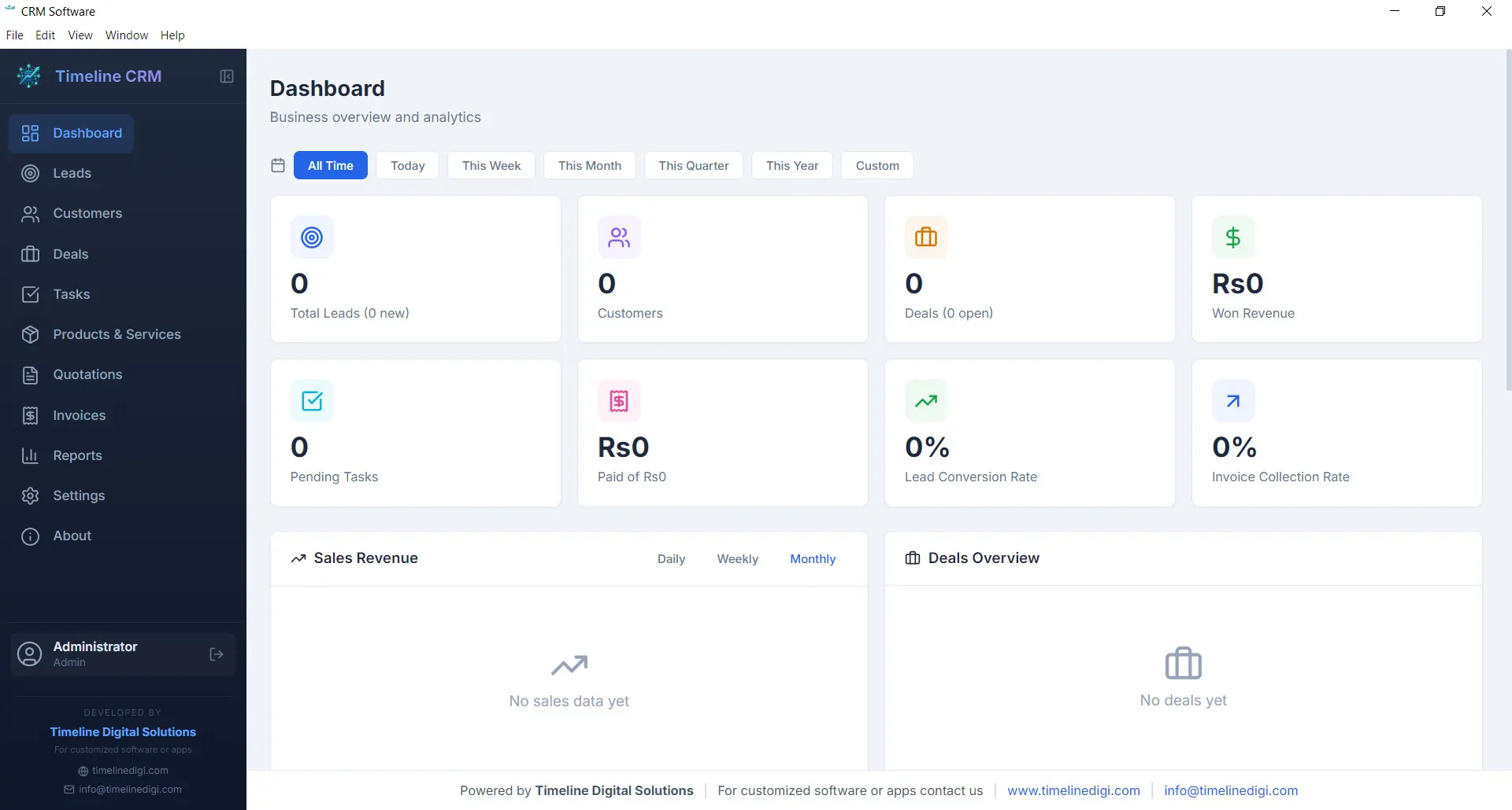 Timeline CRM Dashboard