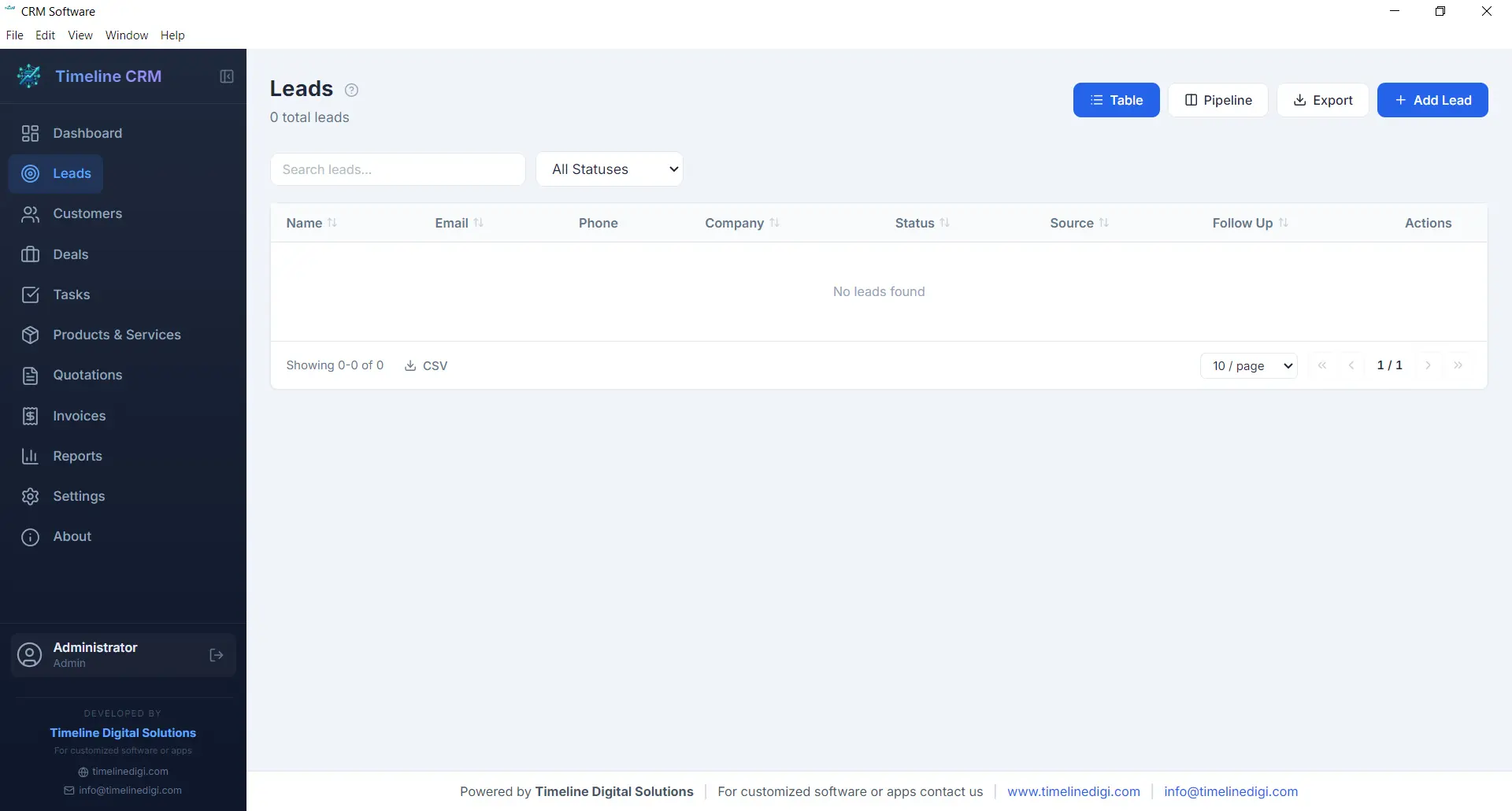 Leads Module in Timeline CRM
