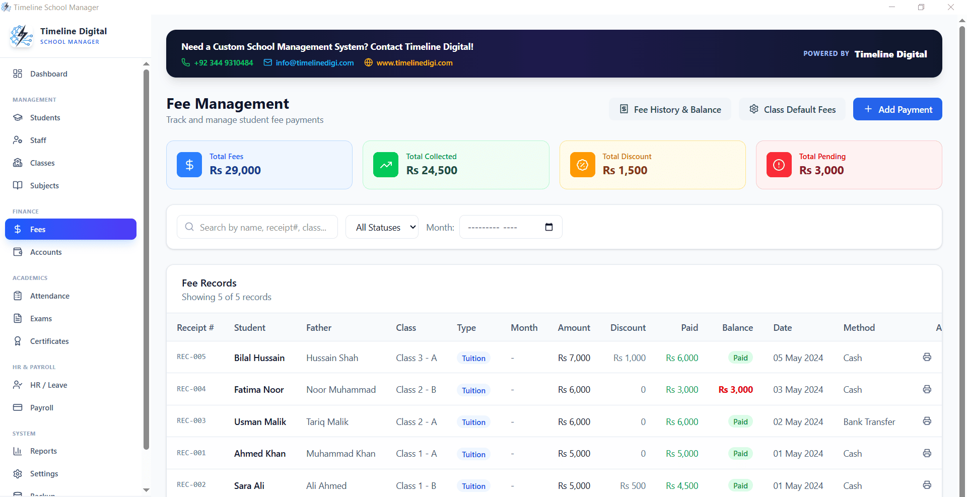 Student Records and Fee Module
